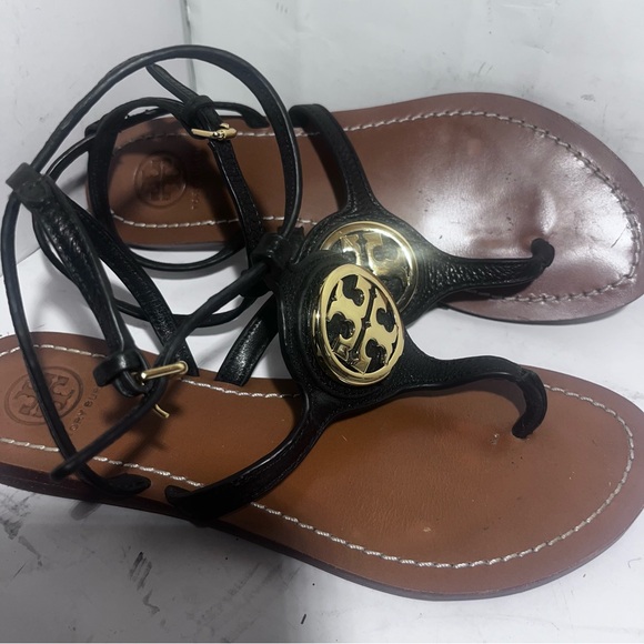 Tory burch black ankle strap 6.5M  sandals barely worn. Very comfy! - Picture 2 of 7